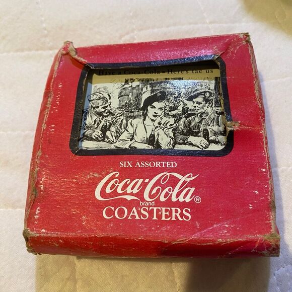 Six Assorted Coca Cola Coasters in Box - Picture 1 of 5